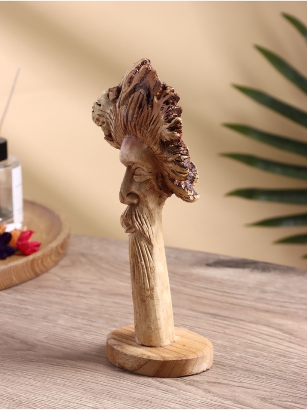 Скульптура  Скульптура "Лицо старца" дерево Камал, 8х6х22 см, бежево-коричневый