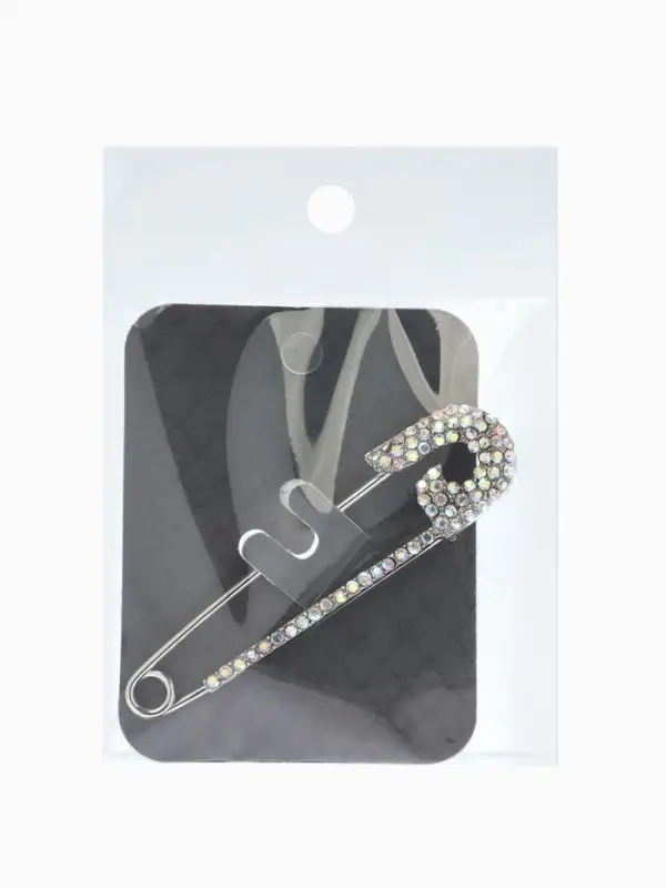 Булавка "Вензель" L=7см, цвет радужный в серебре