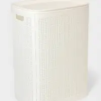 Плетёная корзина для белья с крышкой "Лён" 75л 43×32×60см, цвет белый Плетёная корзина для белья с крышкой "Лён" 75л 43×32×60см, цвет белый