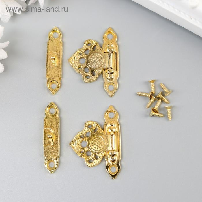 Замок металл для шкатулки  Замок металл для шкатулки "Узорный" золото набор 2 шт 2,3х3,3 см