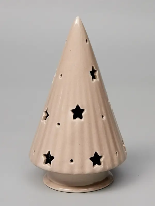 Светодиодная фигура &laquo;Ёлочка бежевая&raquo;, 16.7&times;9.7&times;9.7 см, 1 LED, керамика, от батареек LR44&times;3, тёплый белый свет