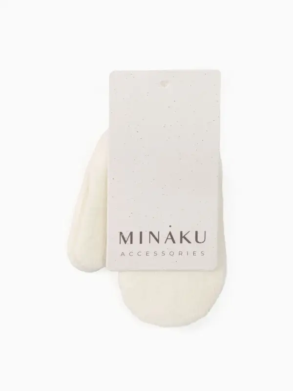 Варежки детские однослойные MINAKU "Однотонные",цв.молочный, р-р 14 (4-5 лет)