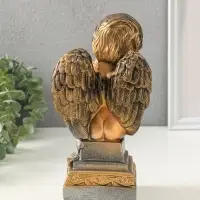Фигура гипс &laquo;Ангел на пьедестале&raquo;, чёрный с золотом, 25&times;13&times;11 см