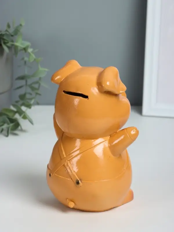 Копилка "Поросенок счастливый" 18 см, бежевый