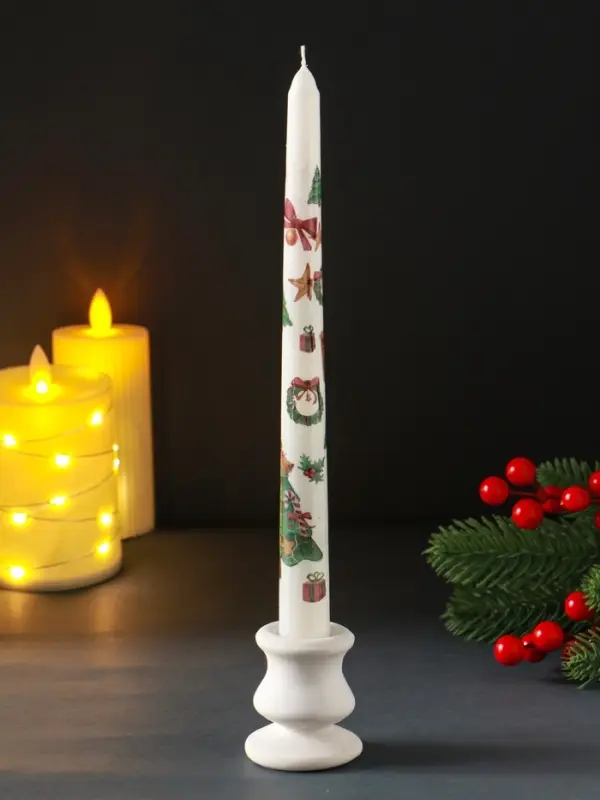 Свеча античная Свеча античная "Новый год" 255х22 мм, с декором