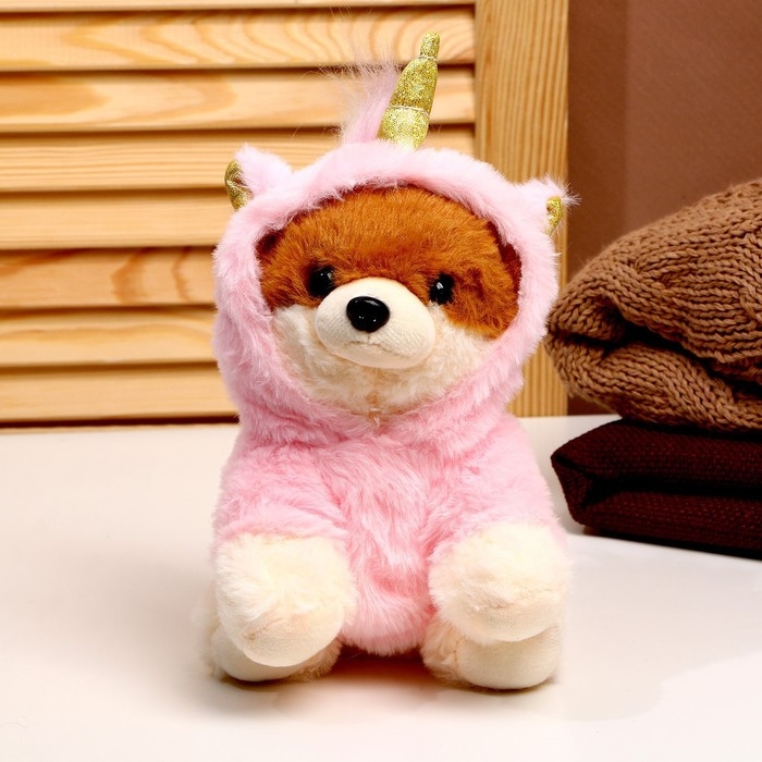 Мягкая игрушка «Собака», в костюме единорога, 18 см, цвет розовый Мягкая игрушка «Собака», в костюме единорога, 18 см, цвет розовый