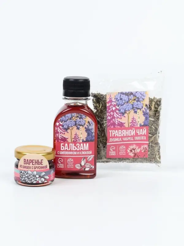 Набор: чай варенье бальзам "8 марта" в пакете