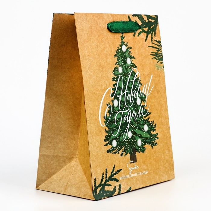Пакет подарочный новогодний крафтовый вертикальный «Winter», MS 18 х 23 х 10 см, Новый год Пакет подарочный новогодний крафтовый вертикальный «Winter», MS 18 х 23 х 10 см, Новый год