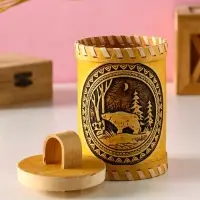 Туес "Лесной" (Медведь), D8,5 смхH(с хватком)14,5 см, береста