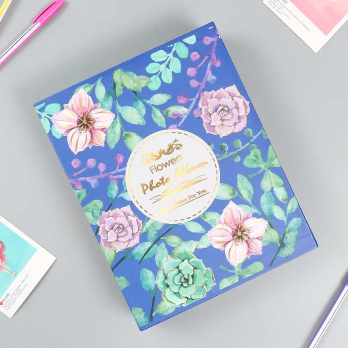 Фотоальбом на 100 фото 10х15 см  Фотоальбом на 100 фото 10х15 см "Лесные цветы" в коробке МИКС 26,5х21х5,3 см