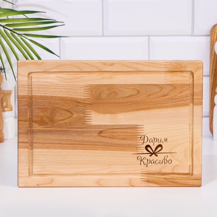 Доска разделочная  Доска разделочная "Прямоугольник" средняя (кровосток)  29х20х1,8 см