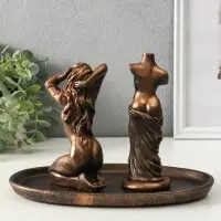 Набор фигур "Богини" на подносе, высота 16 см, цвет винтажная бронза Набор фигур "Богини" на подносе, высота 16 см, цвет винтажная бронза