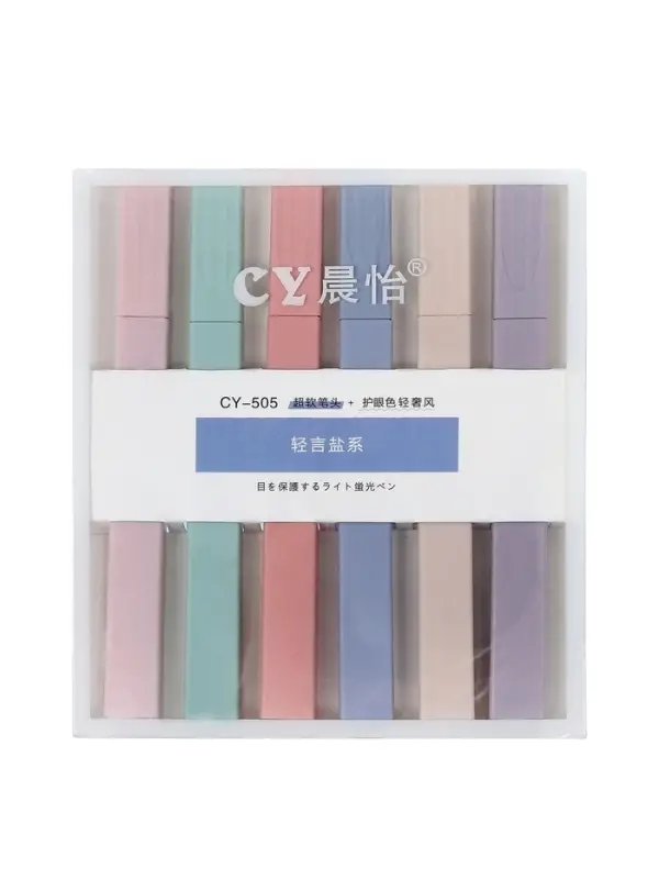 Набор маркеров-текстовыделителей, 6 пастельных цветов, скошенный наконечник, узел 5 мм