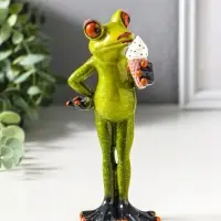 Фигурка полистоун &laquo;Лягуха с рожком мороженного&raquo;, лак, 7&times;6.2&times;16.2 см