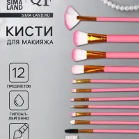 Набор кистей для макияжа COLOR POWER pink, 12 шт., футляр, розовый