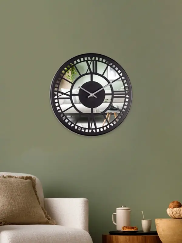 Часы настенные, интерьерные, бесшумные, плавный ход, d=32 см, металл, зеркало