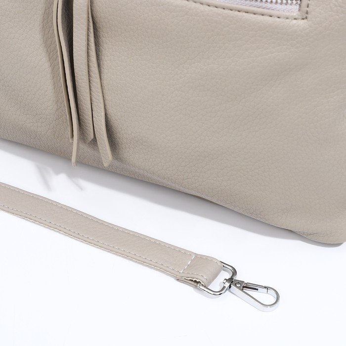 Сумка-тоут на молнии, 2 наружных кармана, цвет серый