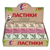 Ластик Луч ZOO Z1, термопластичная резина (35&times;25&times;8 мм) пастельный, МИКС