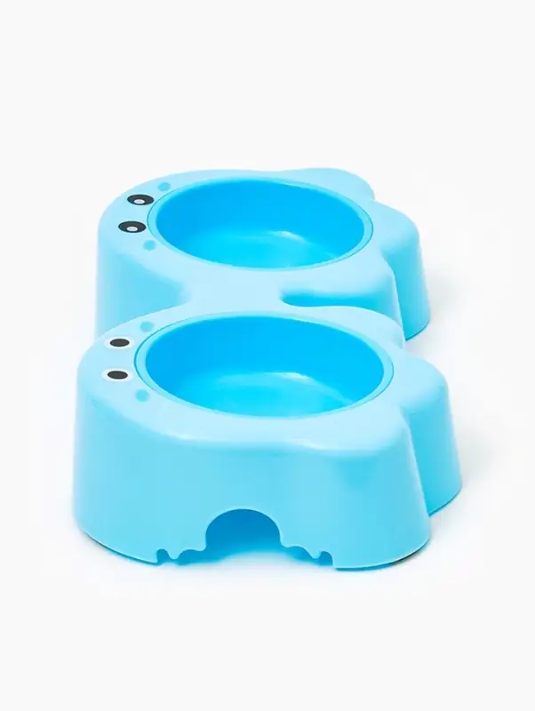 Миска двойная &laquo;Приведение&raquo;, 2&times;160 мл, пластик, голубая