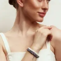 Набор браслетов из бусин &laquo;Содалит и Кахолонг&raquo;, 2 шт. шар №8, d=6 см, синий, белый
