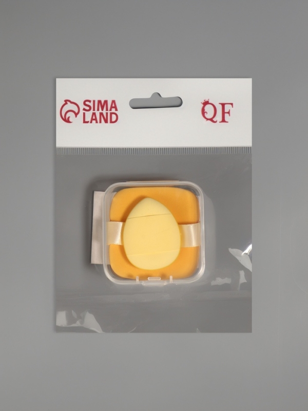 Набор спонжей д/макияжа 2 шт: капля, пуховка в пласт футляр латекс желтый пакет QF Набор спонжей д/макияжа 2 шт: капля, пуховка в пласт футляр латекс желтый пакет QF