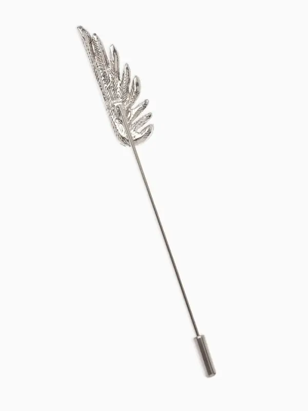 Булавка &laquo;Крыло&raquo;, 9&times;1 см, белая в серебре