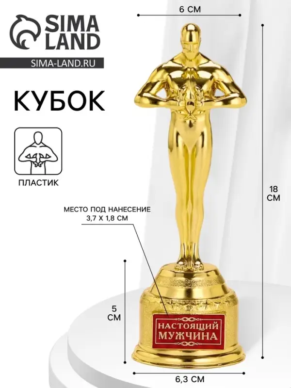 Кубок наградная фигура мужская &laquo;Настоящий мужчина&raquo;, оскар, пластик, 18 см