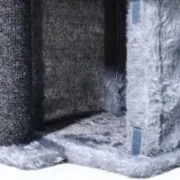 Домик для кошек с когтеточкой, квадратный, 3х-этажный, 33 × 42 × 63 см, ковролин, серая