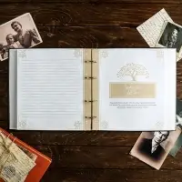 Родословная книга &laquo;Семейная&raquo;, с деревянным элементом, 84 страницы, 24.5&times;23&times;4 см