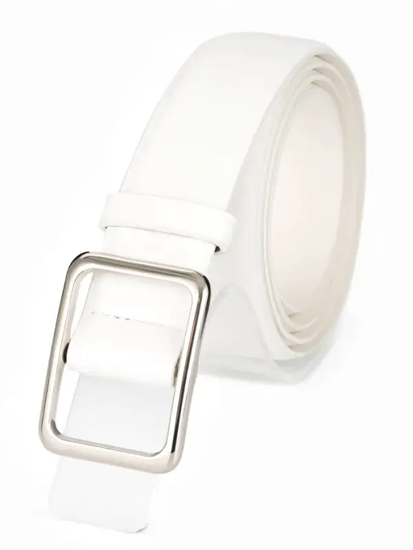 Ремень жен, 06-01-02-07, 3,5*0,3*110 см, без винта, пряжка мат. серебро, затяжка, белый