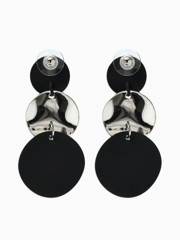 Серьги &laquo;Трио круги&raquo;, чёрные в серебре