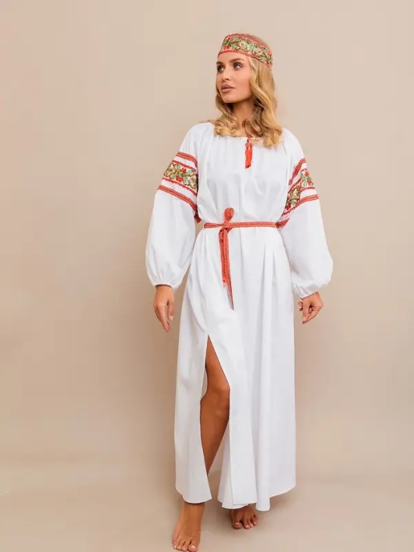 Карнавальный костюм  Карнавальный костюм "Купава" платье-рубашка взрослая (платье-рубашка, повязка на голову) размер 164/