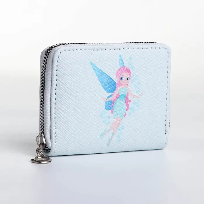 Кошелёк на молнии, отдел для карт, для монет, светло-голубой