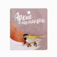 Брошь &laquo;Птичка синичка&raquo;, разноцветная в золоте