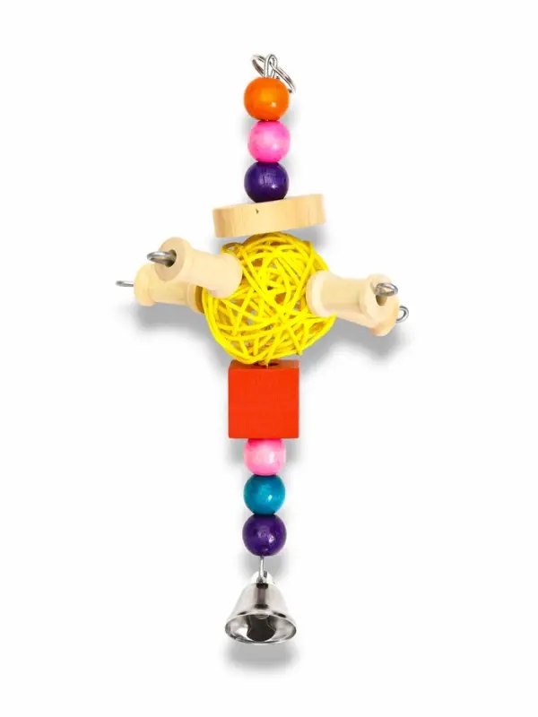 Игрушка для птиц "Деревяшка", 22 х 9 см, микс цветов