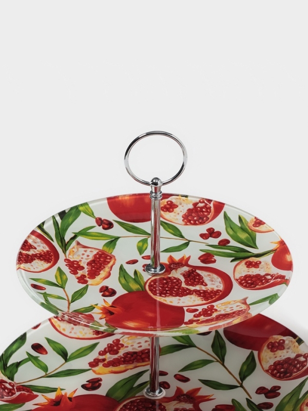 Фруктовница Доляна «Гранат», d=20/25 см, h=24 см, стекло, рисунок Фруктовница Доляна «Гранат», d=20/25 см, h=24 см, стекло, рисунок