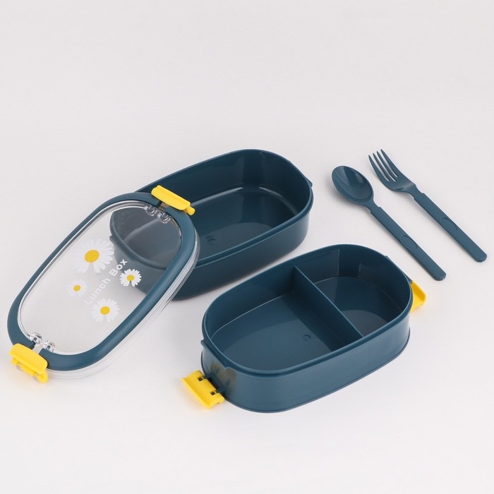 Ланч бокс в школу, контейнер для еды, 1.6 л, с приборами, 2 уровня, 22.5 х12.5 х12 см