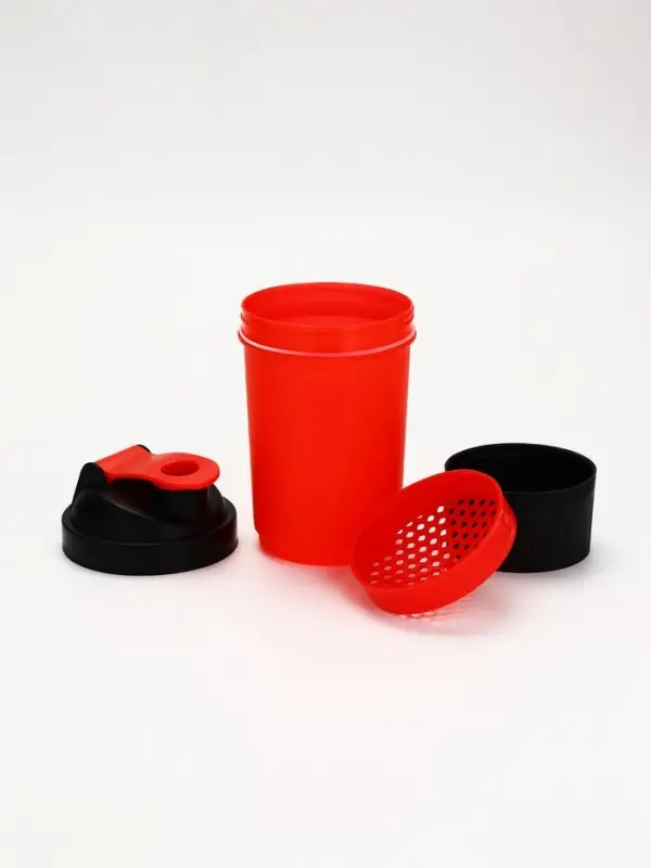 Шейкер спортивный для коктейлей и протеина, с чашей, красно-чёрный, 500 мл