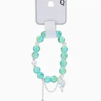 Браслет с подвесками &laquo;Сахарный. Сердце и искра&raquo;, шар № 10/8, d=6 см, зеленый, голубой в серебре