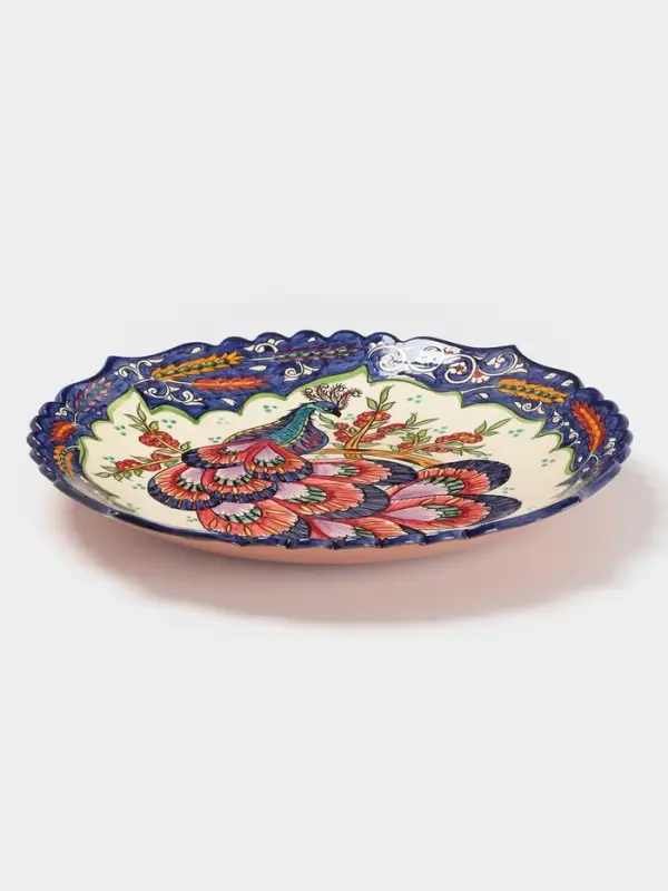 Ляган узбекский Риштанская Керамика &laquo;Жар птица&raquo;, d=41 см, синий