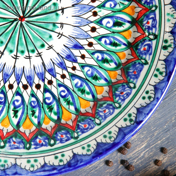 Тарелка Риштанская Керамика  Тарелка Риштанская Керамика "Цветы",  22 см, синий
