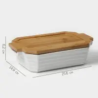 Форма для запекания BellaTenero, 1 л, 25.6&times;14.9&times;6.2 см, с бамбуковой крышкой, керамика, белая