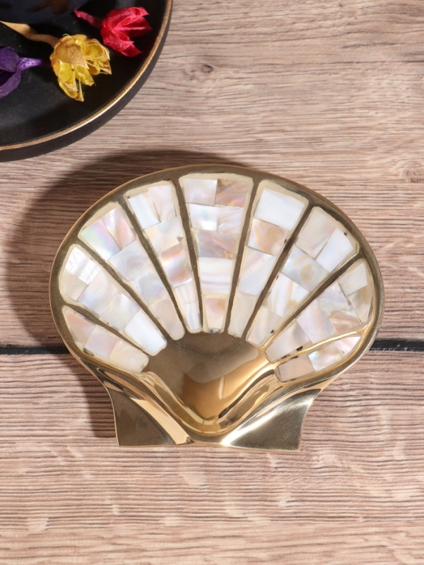 Подставка под мелочи Подставка под мелочи "Морская" латунь с перламутром 13х11,5х2 см