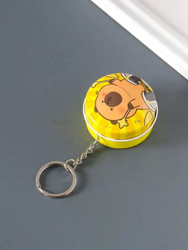 Шкатулка-брелок круглая "Капибара" МИКС 4,5х4,5х2 см