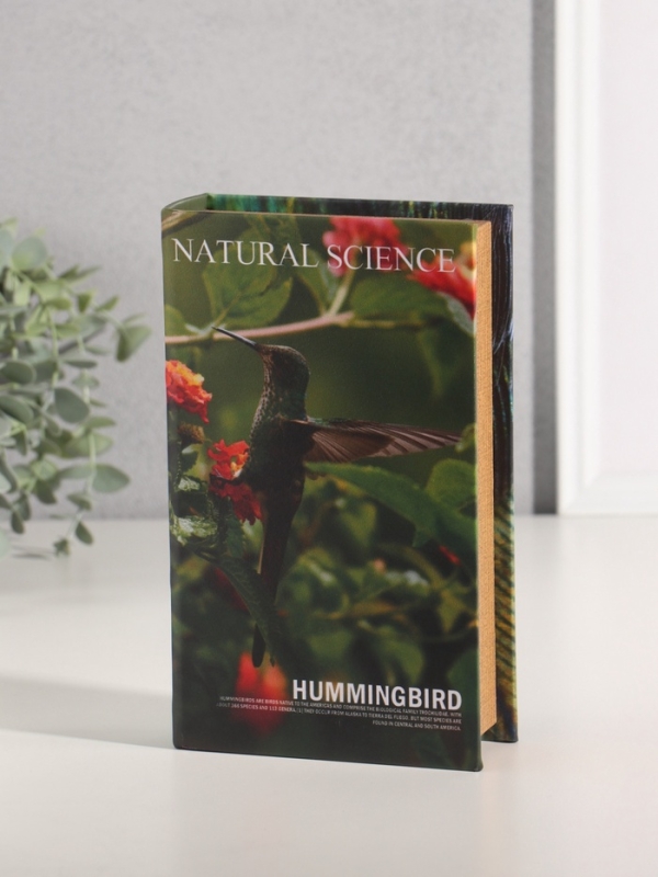 Сейф-книга дерево кожзам  Сейф-книга дерево кожзам "Птицы. Колибри" 21х13х5 см
