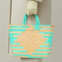 Сумка плетёная, 20&times;10&times;30 см, пластик, бирюзово-жёлтая