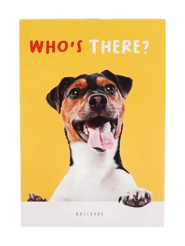 Блокнот А6, 32 листа в клетку на скрепке "Кто здесь?", обложка мелованный картон, блок офсет, МИКС