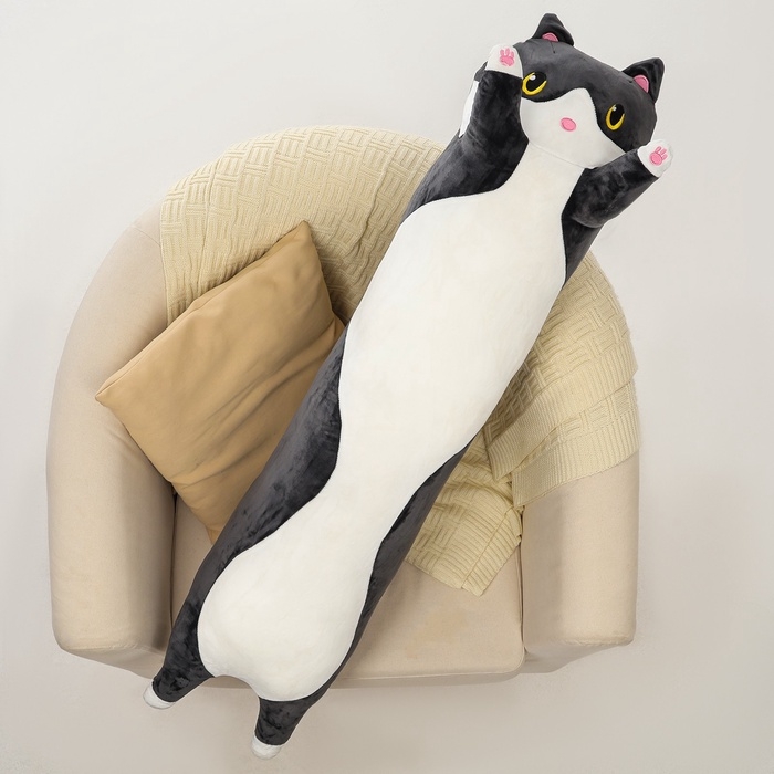 Шкурка мягкой игрушки «Кот-батон», 110 см, цвет чёрный, без набивки Шкурка мягкой игрушки «Кот-батон», 110 см, цвет чёрный, без набивки