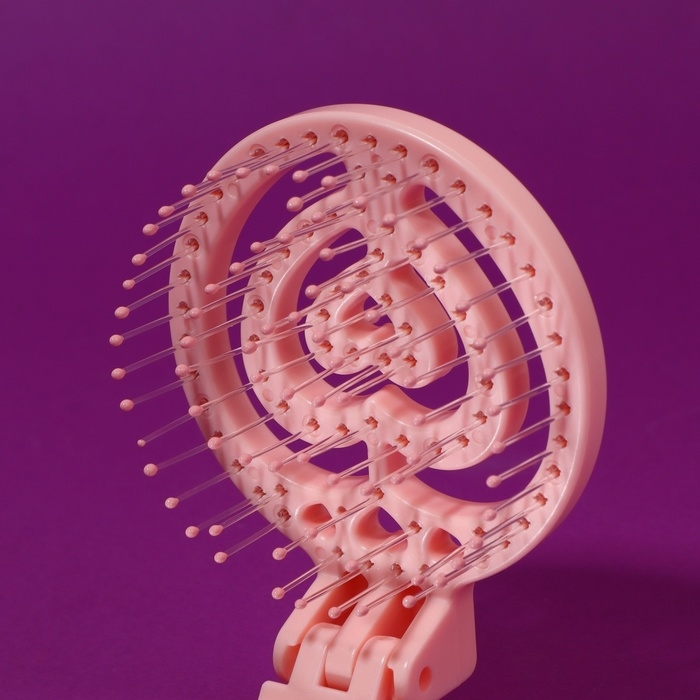 Расчёска массажная, складная, с зеркалом, d = 6,6 см, цвет розовый Расчёска массажная, складная, с зеркалом, d = 6,6 см, цвет розовый