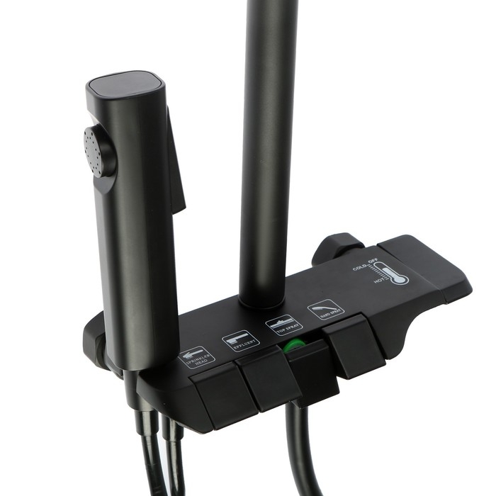 Душевая система ZEIN Z3684, верхняя и ручная лейка, ПВХ шланг, гигиенический набор, черная Душевая система ZEIN Z3684, верхняя и ручная лейка, ПВХ шланг, гигиенический набор, черная